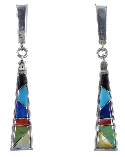 Sterling Silver Multicolor Southwestern Post Dangle Earrings AX49069